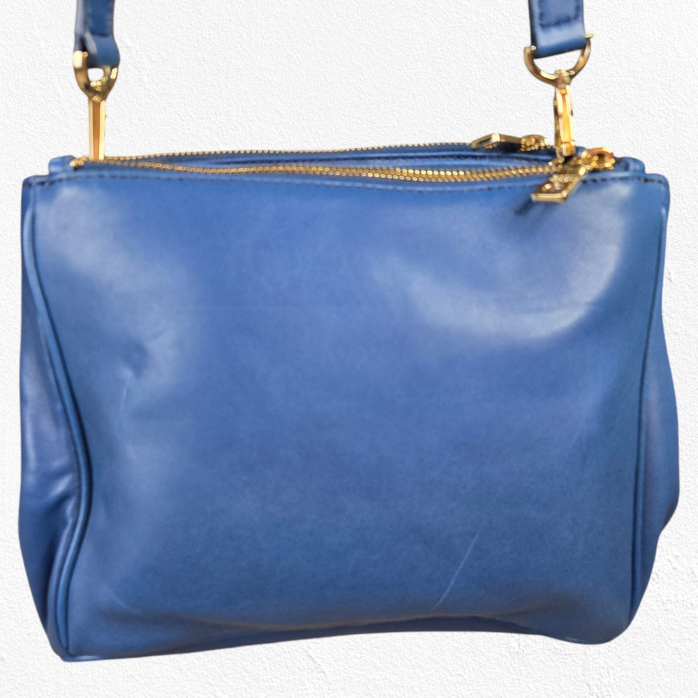 DKNY Blue Leather Crossbody Bag Adjustable Strap Gold Hardware Classic - Picture 5 of 16